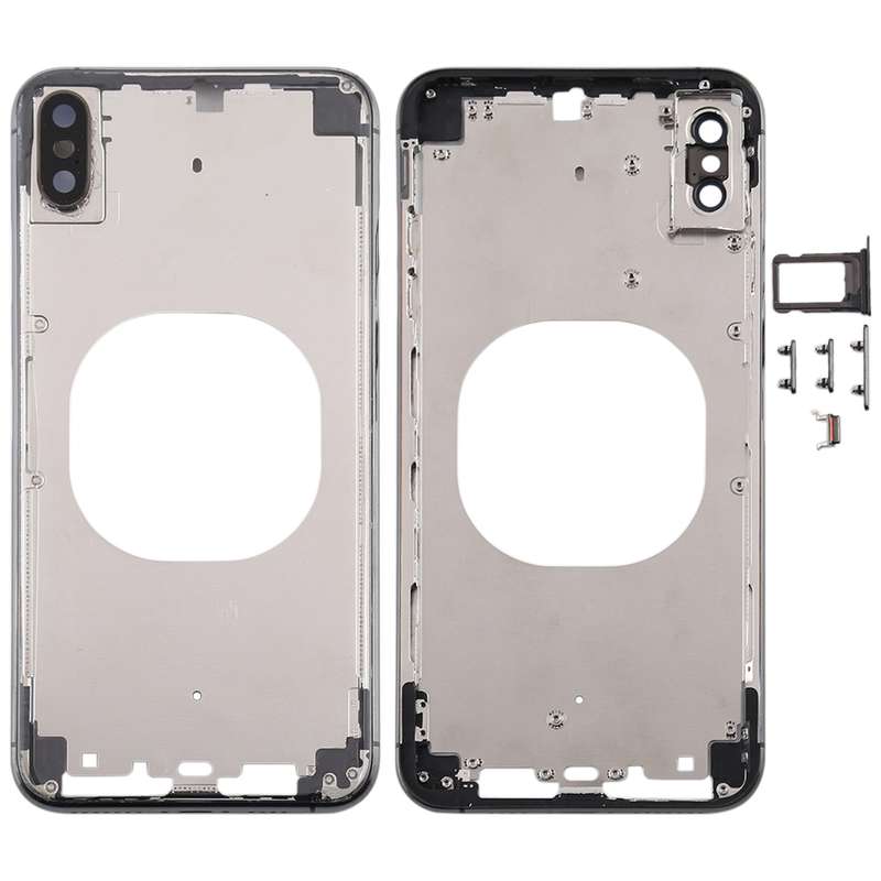 Transparent Back Cover with Camera Lens & SIM Card Tray & Side Keys for iPhone XS Max(Gold)