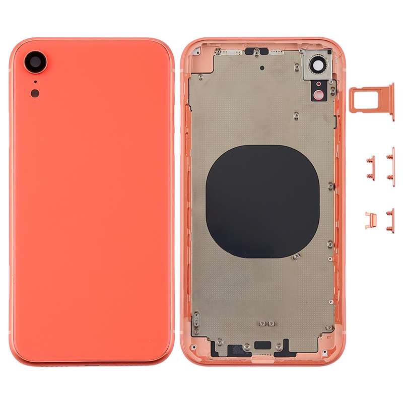 Back Housing Cover with Camera Lens & SIM Card Tray & Side Keys for iPhone XR(Coral)