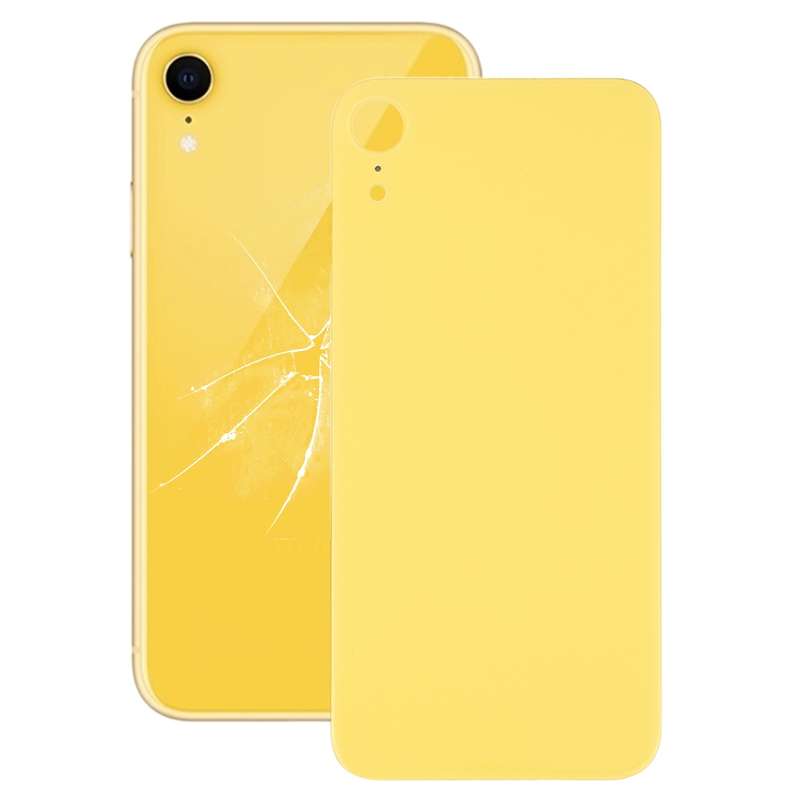 Easy Replacement Big Camera Hole Glass Back Battery Cover with Adhesive for iPhone XR(Black)