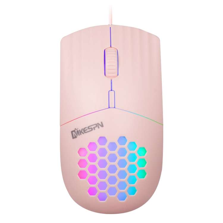 MKESPN SXS-838 Type-C Interface RGB Hollow Wired Mouse(Pink)