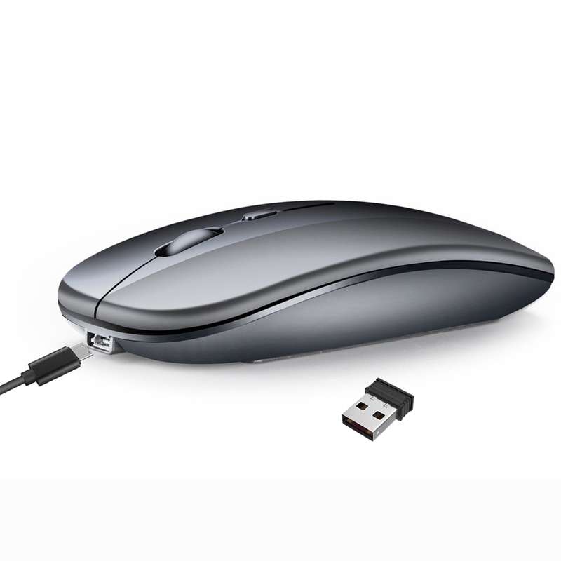 HXSJ M90 2.4GHz Ultrathin Mute Rechargeable Dual Mode Wireless Bluetooth Notebook PC Mouse (Gold)