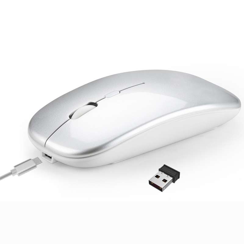 HXSJ M90 2.4GHz Ultrathin Mute Rechargeable Dual Mode Wireless Bluetooth Notebook PC Mouse (Gold)