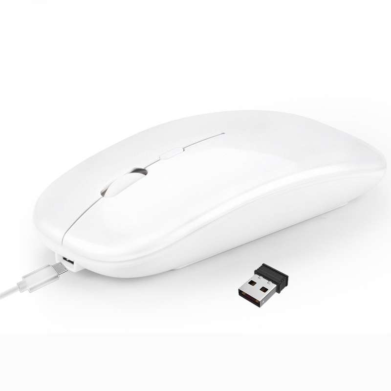HXSJ M90 2.4GHz Ultrathin Mute Rechargeable Dual Mode Wireless Bluetooth Notebook PC Mouse (Gold)