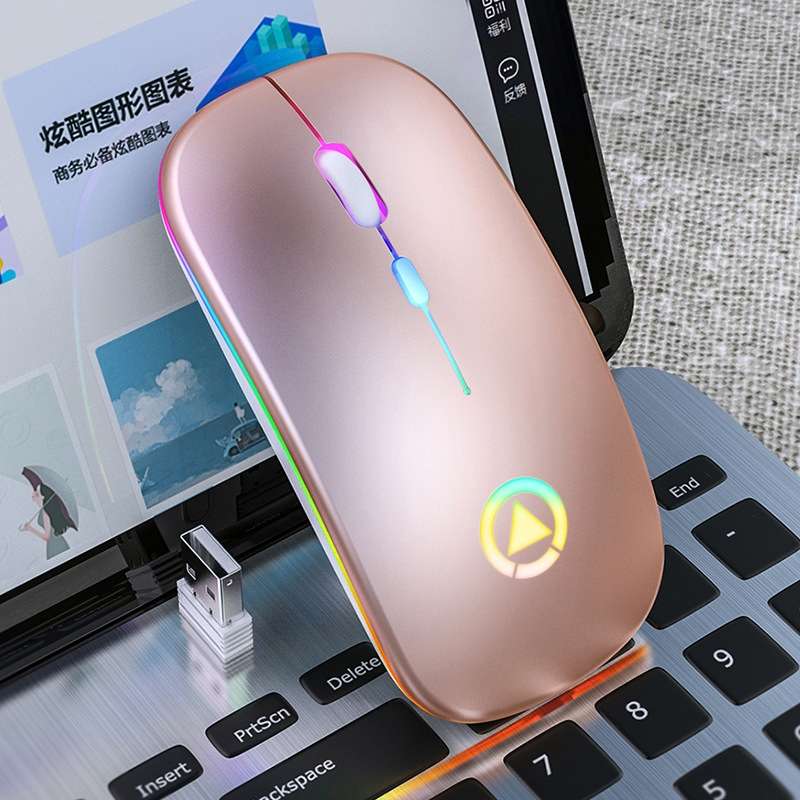 YINDIAO A2 2.4GHz 1600DPI 3-modes Adjustable RGB Light Rechargeable Wireless Silent Mouse (Grey)