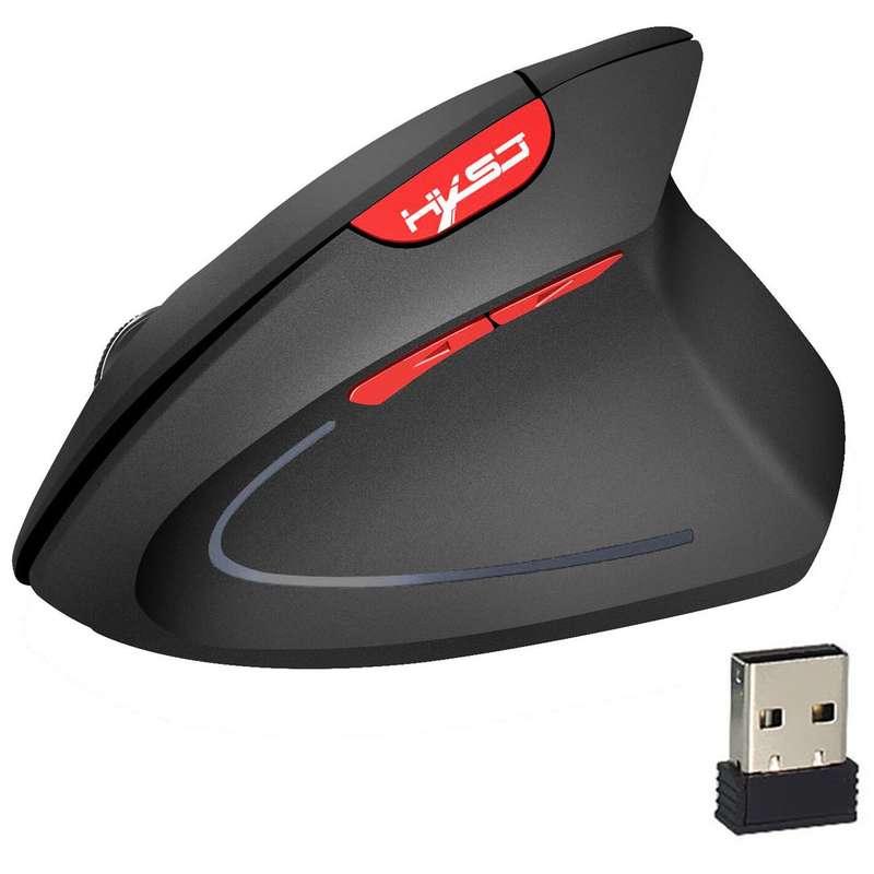 HXSJ T24 6 Buttons 2400 DPI 2.4G Wireless Vertical Ergonomic Mouse with USB Receiver(Grey)