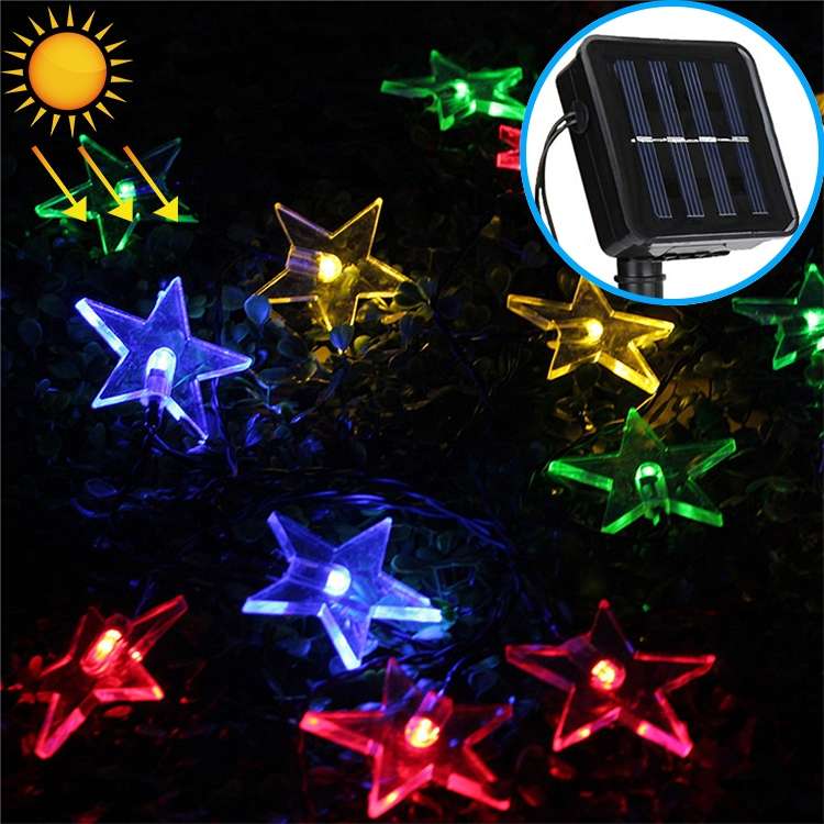 Star Shape 20 LEDs Outdoor Garden Christmas Festival Decoration Solar Lamp String(Warm White)
