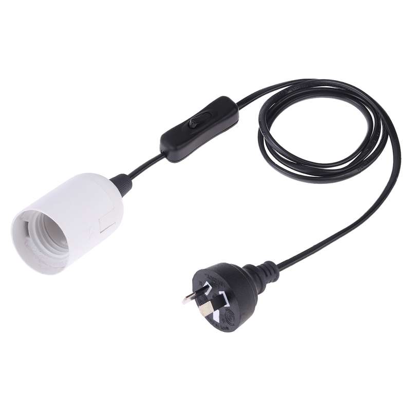 E27 Wire Cap Switch Lamp Holder Chandelier Power Socket with 1.5m Extension Cable, Big UK Plug(White