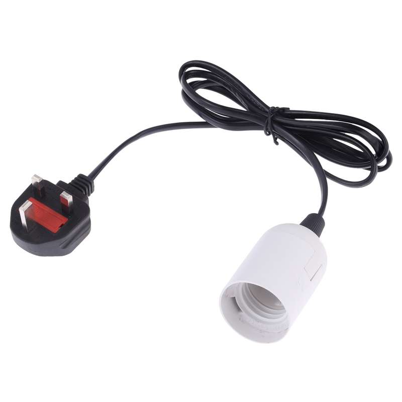 E27 Wire Cap Lamp Holder Chandelier Power Socket with 1.5m Extension Cable, Big UK Plug(Black)