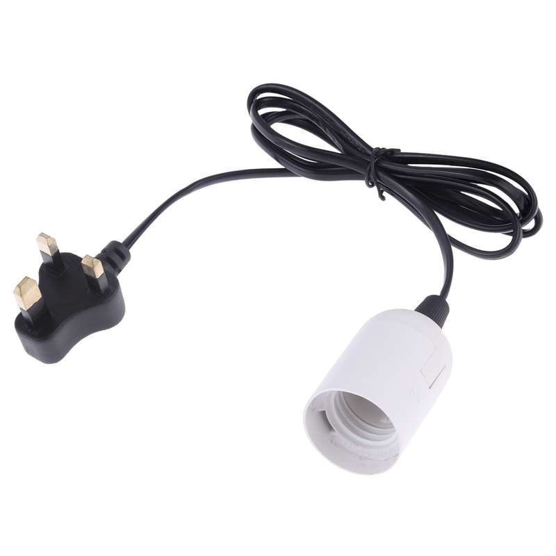 E27 Wire Cap Lamp Holder Chandelier Power Socket with 1.5m Extension Cable, Big UK Plug(Black)