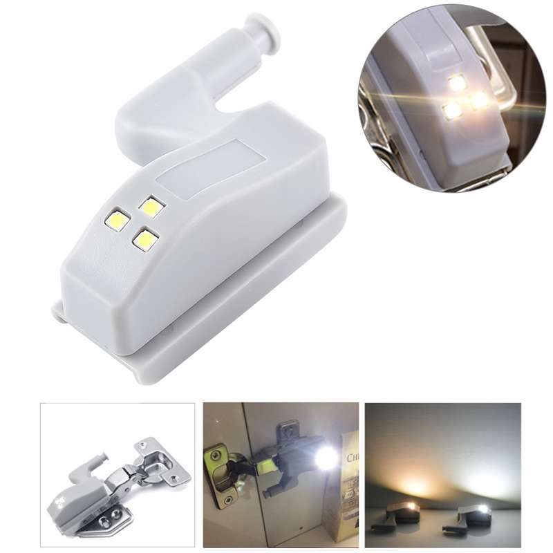 0.3W Universal Inner Hinge LED Sensor lamp Cupboard 3 LEDs Night light Auto ON/OFF Bulb(White Light)