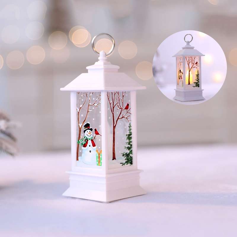 Red Santa Claus Pattern Christmas Simulation Flame LED Lamp Desktop Decoration