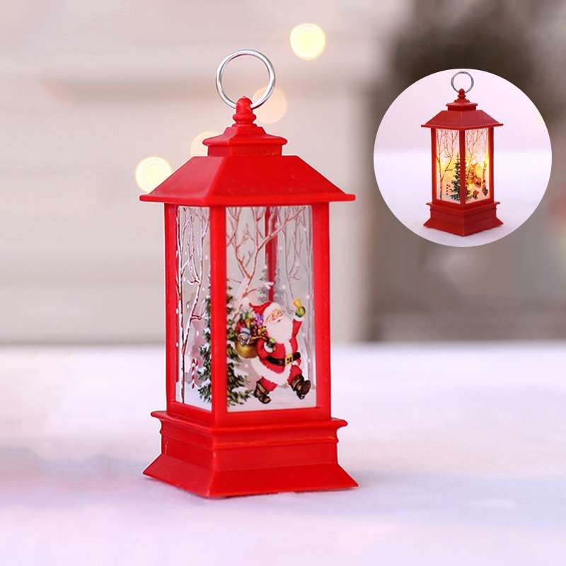 Red Santa Claus Pattern Christmas Simulation Flame LED Lamp Desktop Decoration