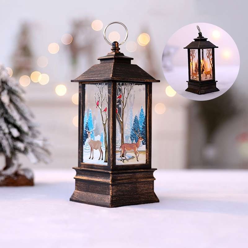 Red Santa Claus Pattern Christmas Simulation Flame LED Lamp Desktop Decoration