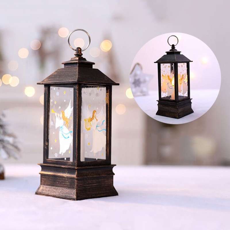 Red Santa Claus Pattern Christmas Simulation Flame LED Lamp Desktop Decoration