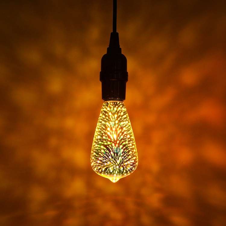 ST64 E27 4W IP65 Waterproof Warm White 3D Fireworks LED Bulb, 2700K 48 LEDs SMD 2835 Vintage Atmosph