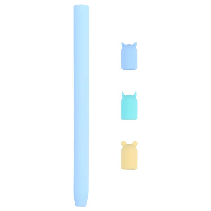 4 in 1 Stylus Pen Cartoon Animal Silicone Protective Case for Apple Pencil 2 (Yellow)