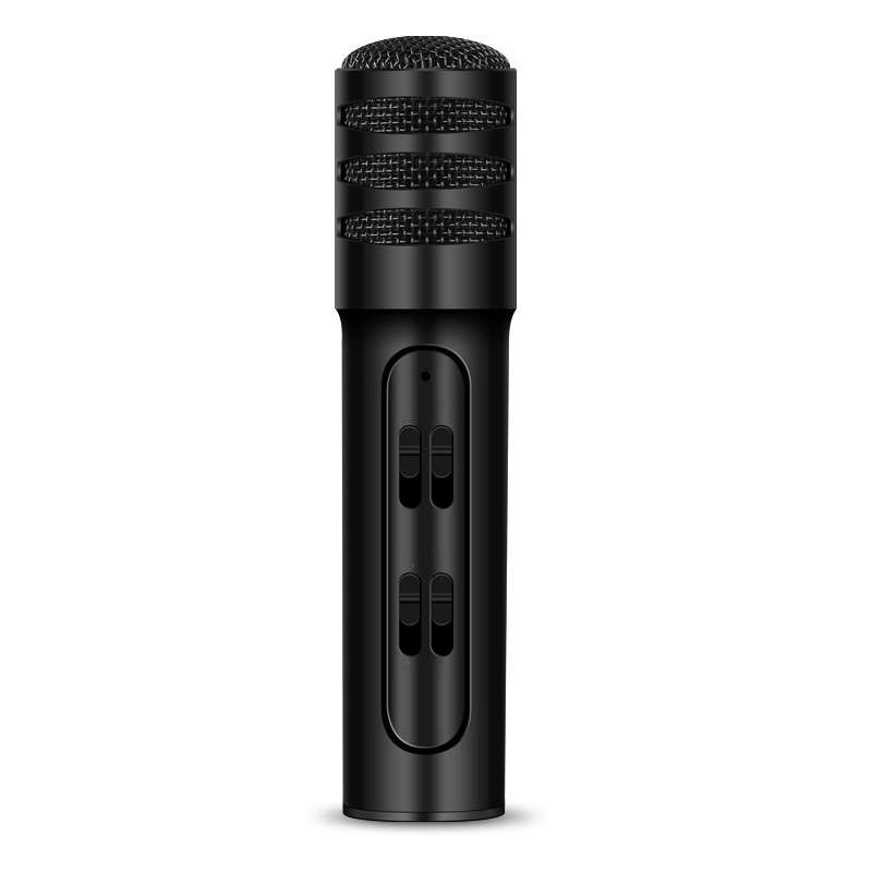 BGN-C7 Condenser Microphone Dual Mobile Phone Karaoke Live Singing Microphone Built-in Sound Card(Bl