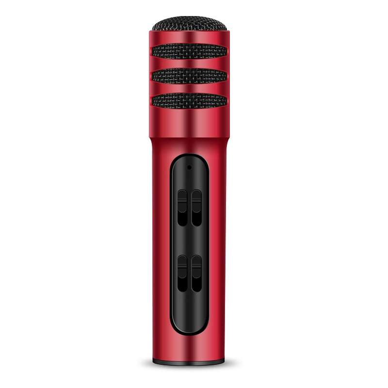 BGN-C7 Condenser Microphone Dual Mobile Phone Karaoke Live Singing Microphone Built-in Sound Card(Bl