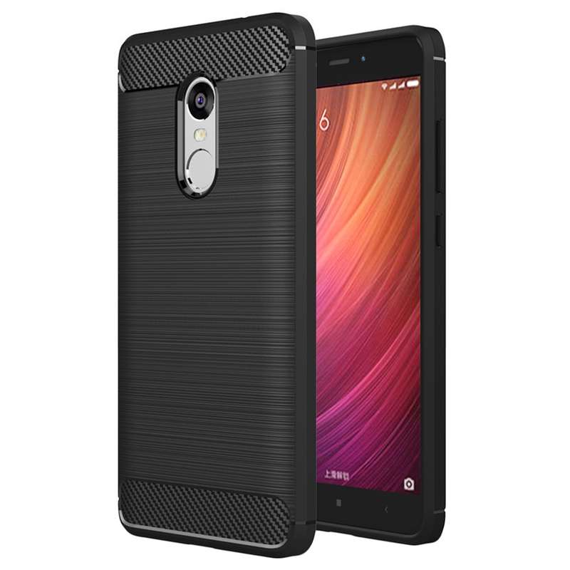 For Xiaomi Redmi Note 4X Brushed Carbon Fiber Texture Shockproof TPU Protective Case (Red)