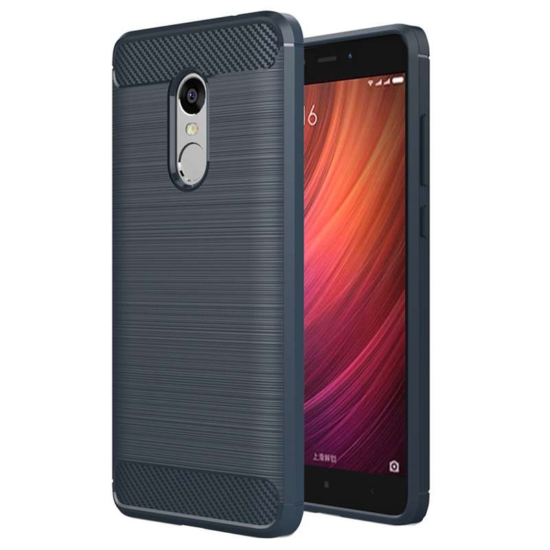 For Xiaomi Redmi Note 4X Brushed Carbon Fiber Texture Shockproof TPU Protective Case (Red)