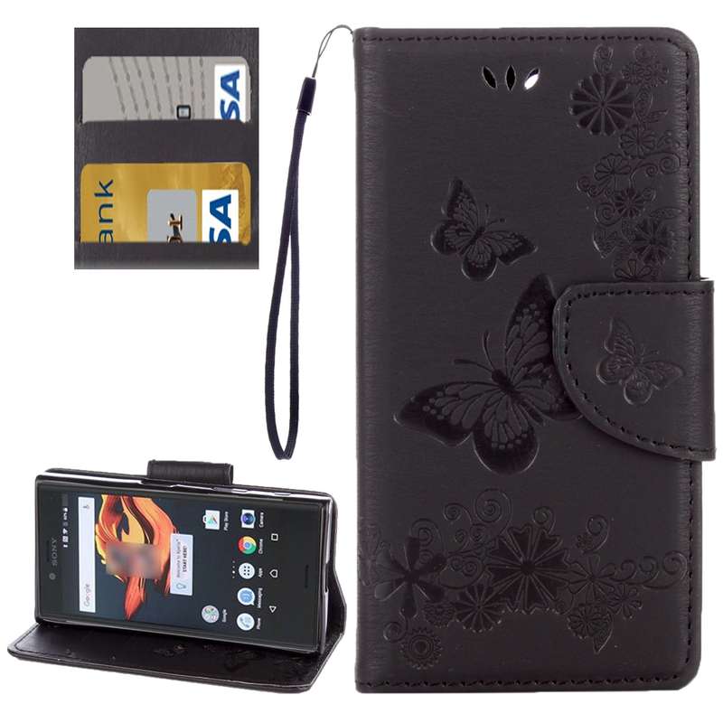 For Sony Xperia X Compact Butterflies Embossing Horizontal Flip Leather Case with Holder & Card Slot