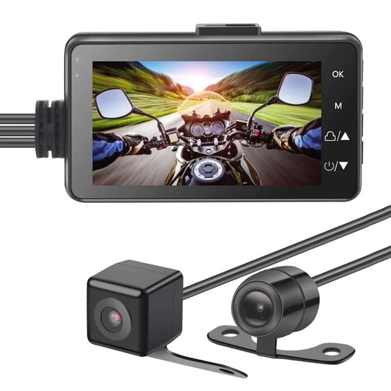 MT-80 3.0 inch 140 Degrees Wide Angle HD Video Motorcycle Dual Camera DVR, Support TF Card (32GB Ma