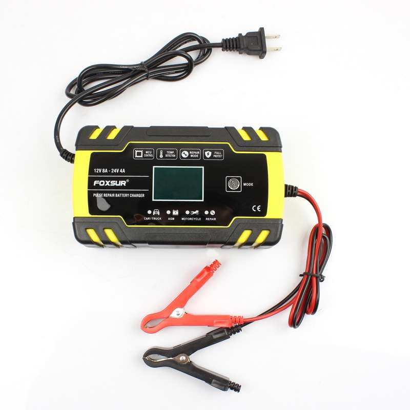FOXSUR 12V-24V Car Motorcycle Truck ABS Repair Battery Charger AGM Charger, UK Plug