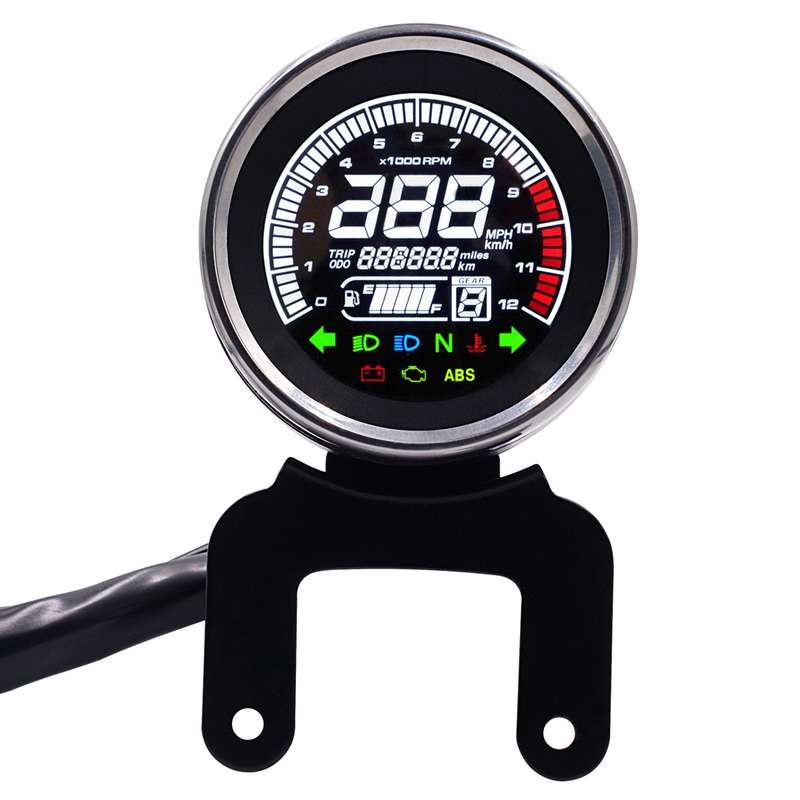 Universal Motorcycle Modified Multi-functional LED Digital Meter Indicator Light Tachometer Odometer