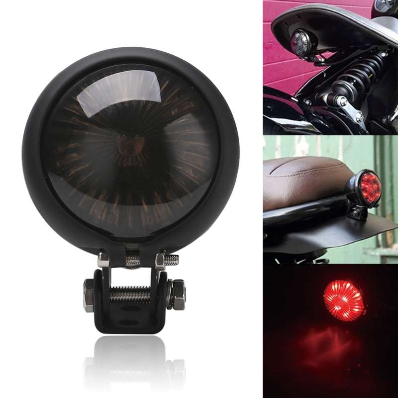 Speedpark 12V Motorcycle Modified Tail Light Brake Light for Harley(Black Red)