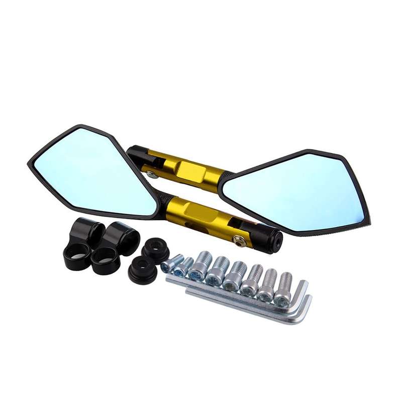 Modified Motorcycle Aluminium Alloy Rhombus Reflective Light Side Rearview Mirror (Black)