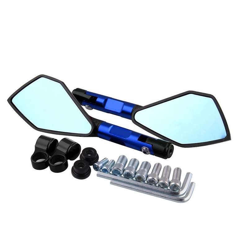 Modified Motorcycle Aluminium Alloy Rhombus Reflective Light Side Rearview Mirror (Black)
