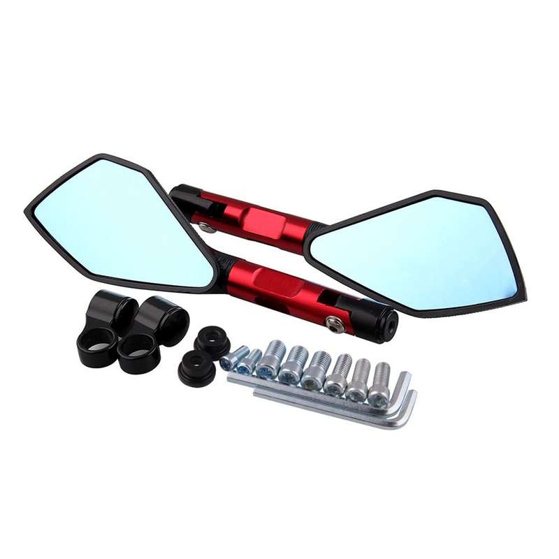 Modified Motorcycle Aluminium Alloy Rhombus Reflective Light Side Rearview Mirror (Black)