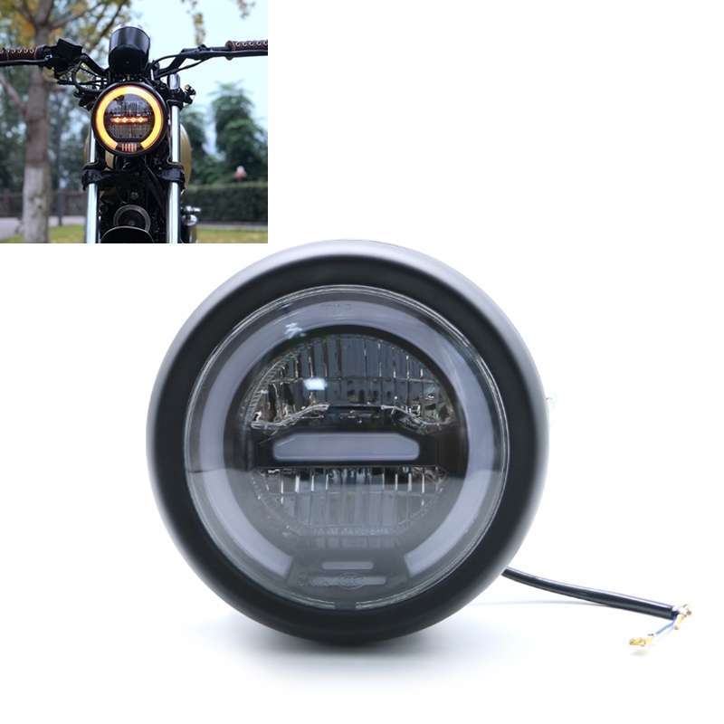 Motorcycle 5.75 inch Harley Headlight Retro Lamp LED Light Modification Accessories (Yellow)