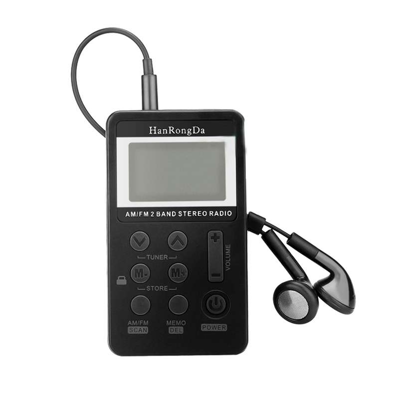Portable AM / FM Two Bands Rechargeable Stereo Radio Mini Receiver with & LCD Screen & Earphone Jack