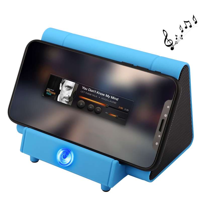 SY317A Portable Phone Stand Wireless Induction Stereo Speaker, Support Hands-free Calls & AUX IN(Blu