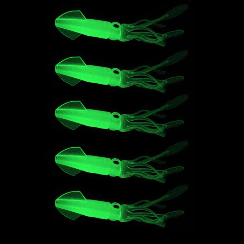 HENGJIA 5PCS Luminous Squids Plastic Soft Baits Artificial Fishing Lures Bionic Fishing Bait, Length