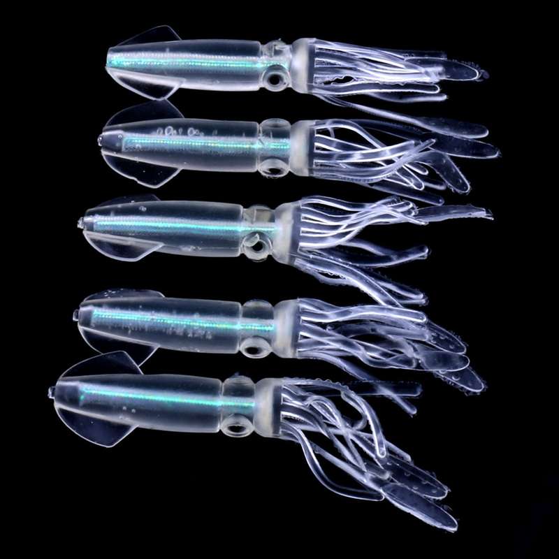 HENGJIA 5PCS Luminous Squids Plastic Soft Baits Artificial Fishing Lures Bionic Fishing Bait, Length
