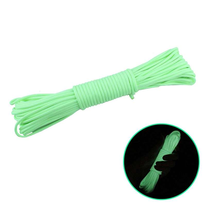 20m 9-Core Nylon+Polyester Full-light Outdoor Camping Tent Rescue Bundled Fluorescent Climbing Rope(