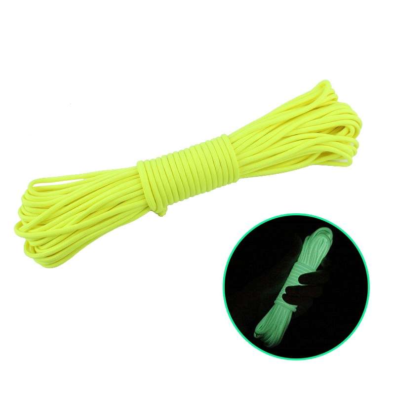 20m 9-Core Nylon+Polyester Full-light Outdoor Camping Tent Rescue Bundled Fluorescent Climbing Rope(