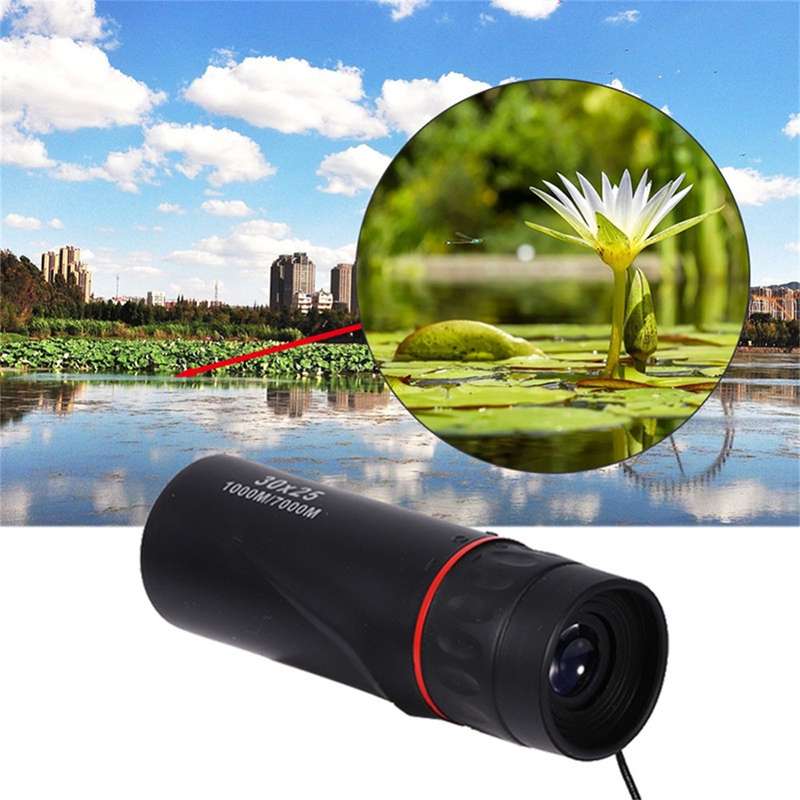 30x25 Mini Portable Optical Monocular Telescope (Black)