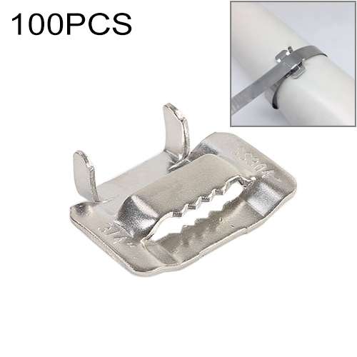 100 PCS 12.7mm 304 Stainless Steel Tie Lock Type Cable Wrapped Bundle Buckle