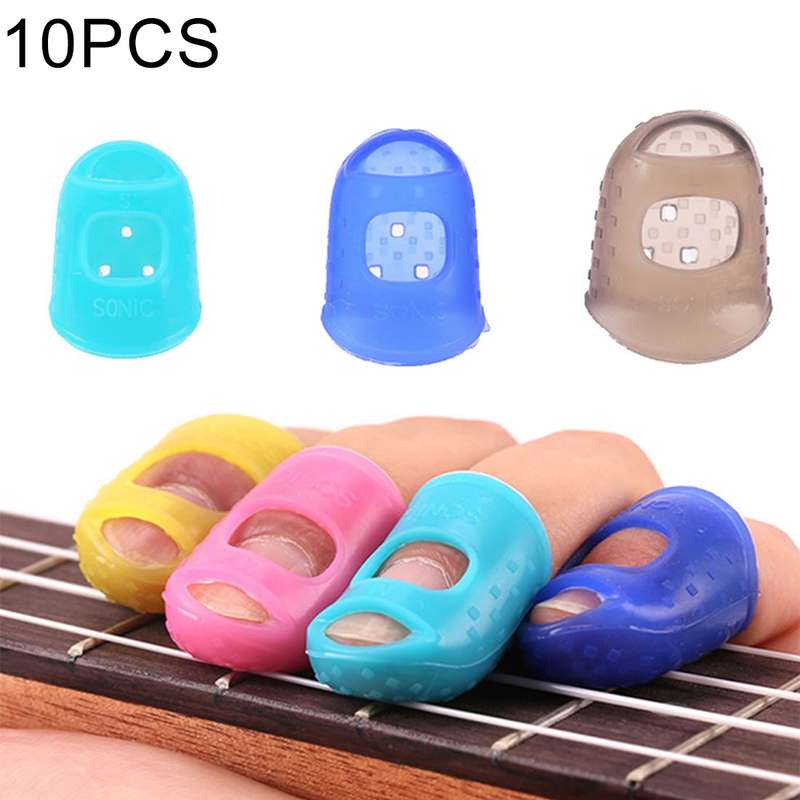 10 PCS Guitar Ukulele Stringed Instrument Finger Protector Anti-pain Finger Cap in Random Color Deli