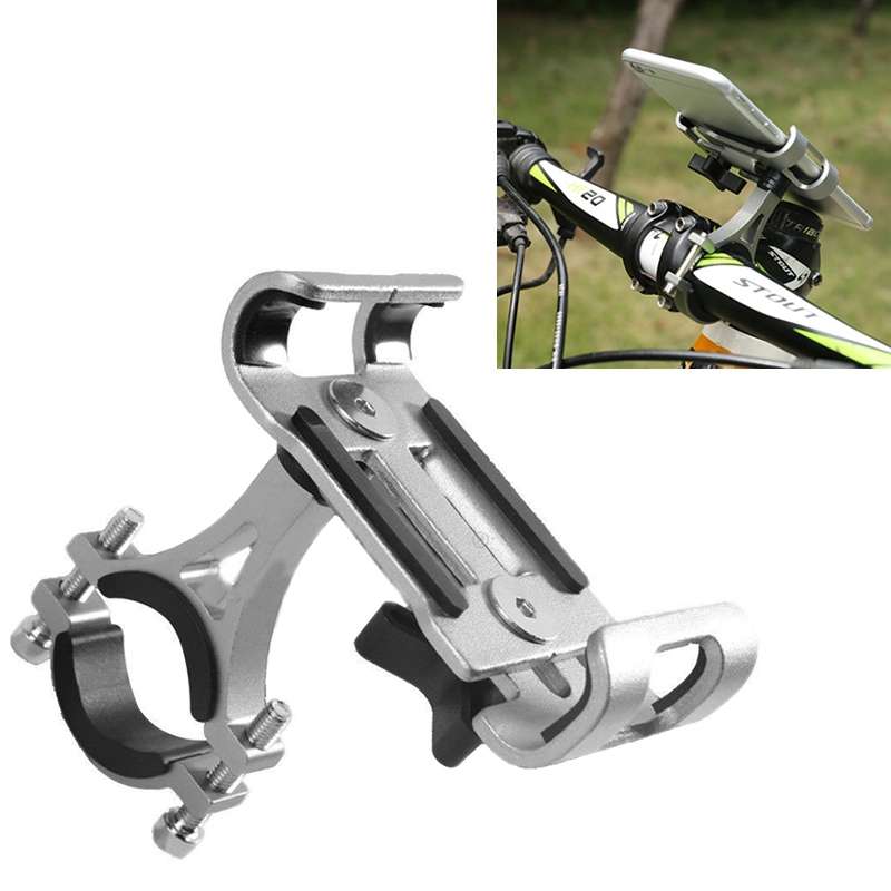 Universal Non-rotatable Aluminum Alloy Fixing Frame Motorcycle Bicycle Mobile Phone Holder (Black)