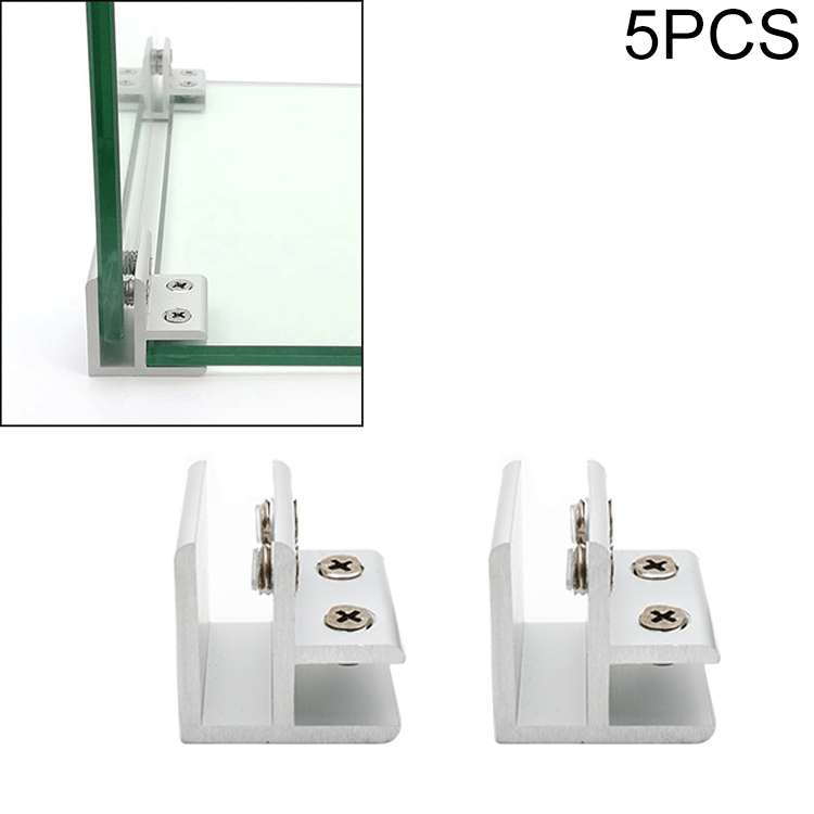 5 PCS Aluminum Alloy Glass Combination Clamp Cabinet Partition Fixing Clip, 90 degrees Cliped 10-12m