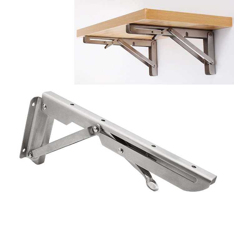 14 inch K Type Wall-mounted Foldable Stainless Steel Spring Storage Shelf for Dining Table