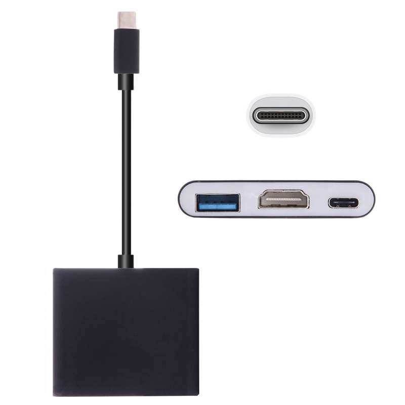 USB-C / Type-C 3.1 Male to USB-C / Type-C 3.1 Female & HDMI Female & USB 3.0 Female Adapter(Silver)