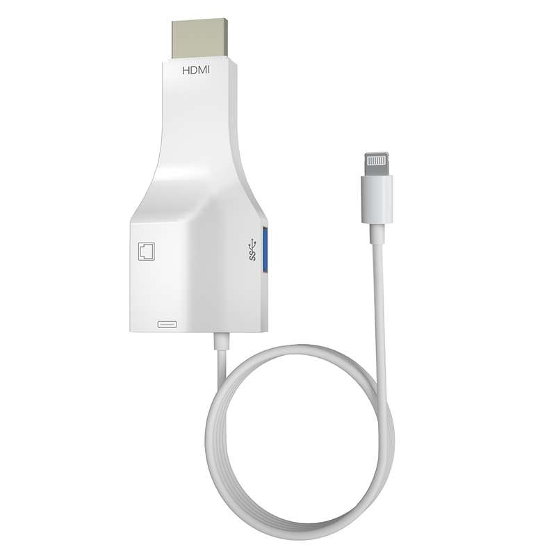 NK-1079 8 Pin to HDMI Male + USB Female + RJ45 Female Adapter Cable, Length1m