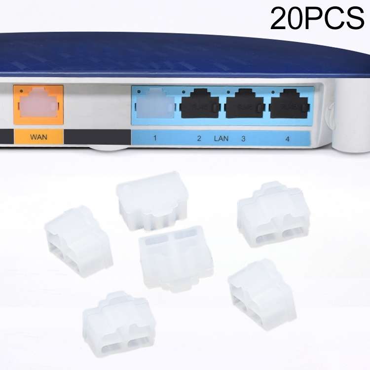 20 PCS Silicone Anti-Dust Plugs for RJ45 Port(Black)