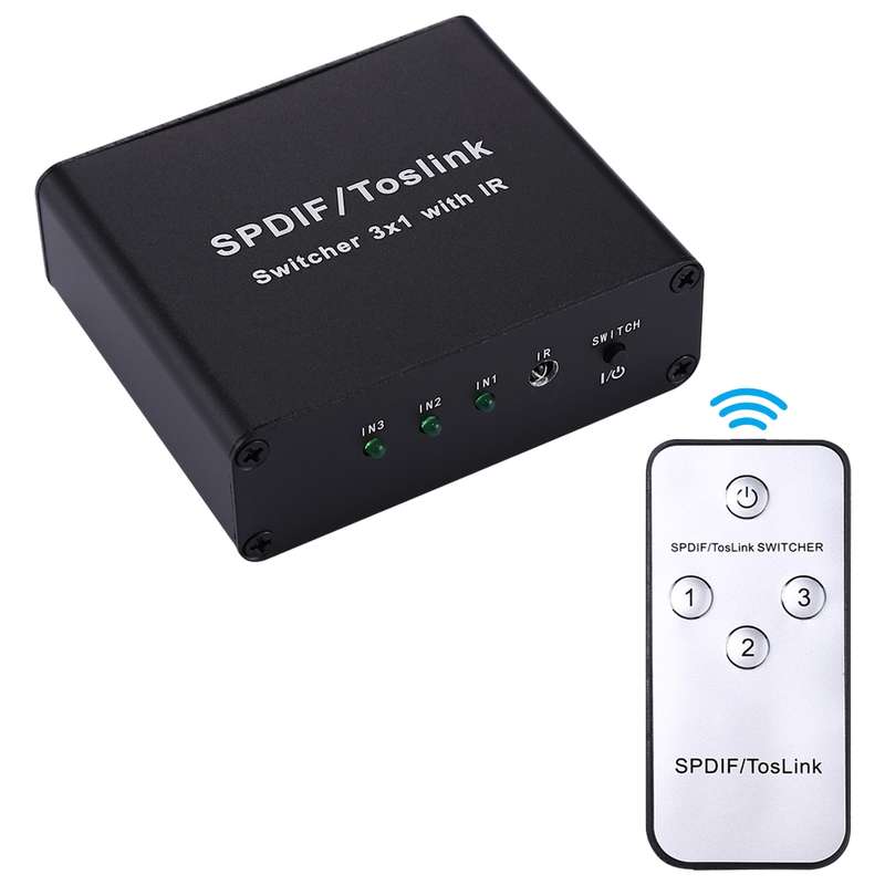 NK-3X1 Full HD SPDIF / Toslink Digital Optical Audio 3 x 1 Switcher Extender with IR Remote Controll