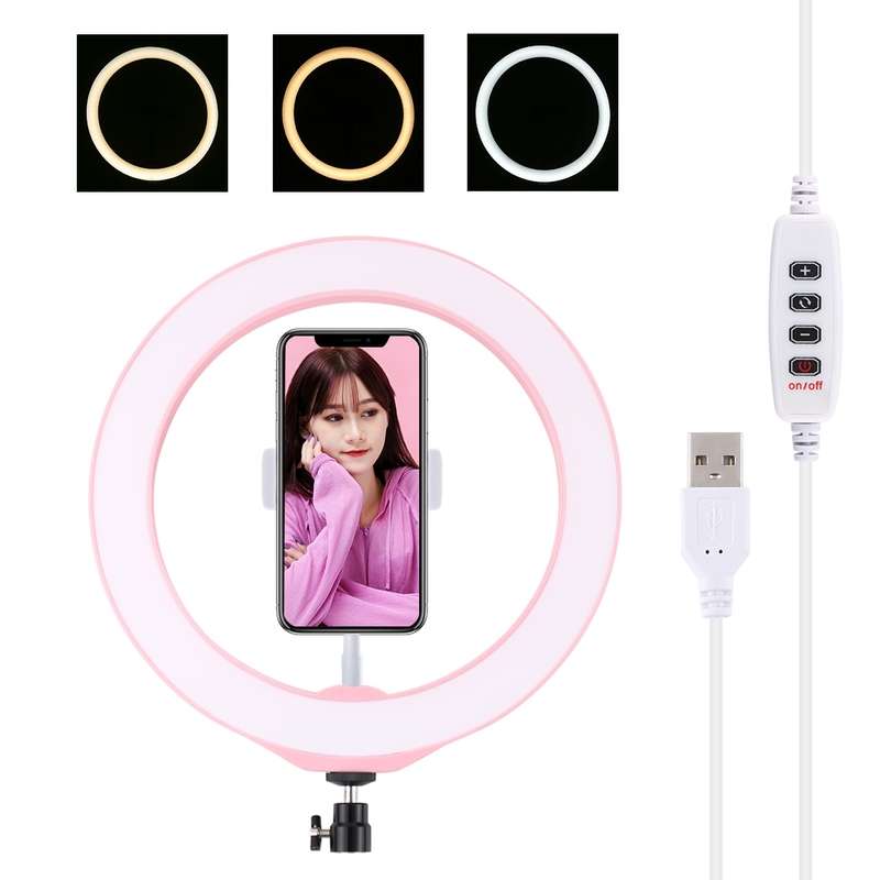 PULUZ 10.2 inch 26cm USB 3 Modes Dimmable LED Ring Vlogging Selfie Beauty Photography Video Lig